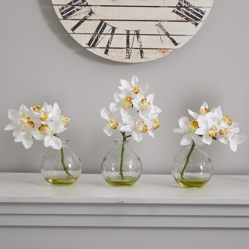 Cymbidium with Vase Silk Flower Arrangement (Set of 3)