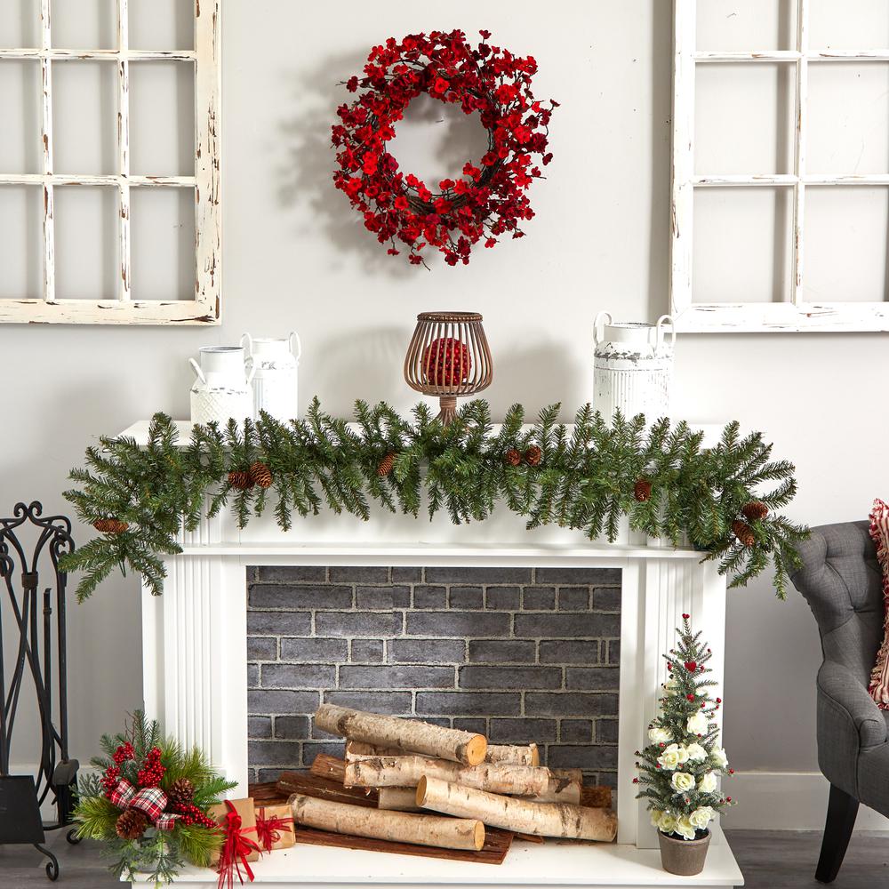 24in. Plum Blossom Wreath