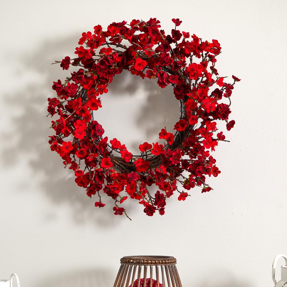 24in. Plum Blossom Wreath
