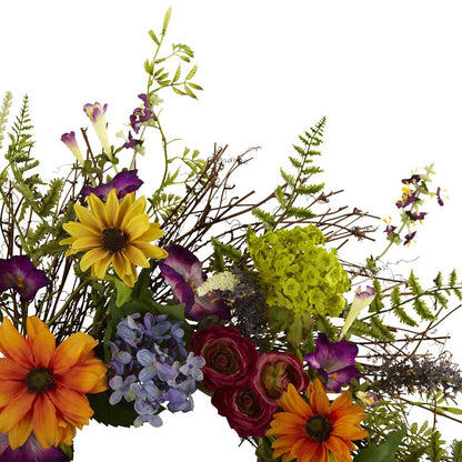 24in. Spring Garden Wreath with Twig Base
