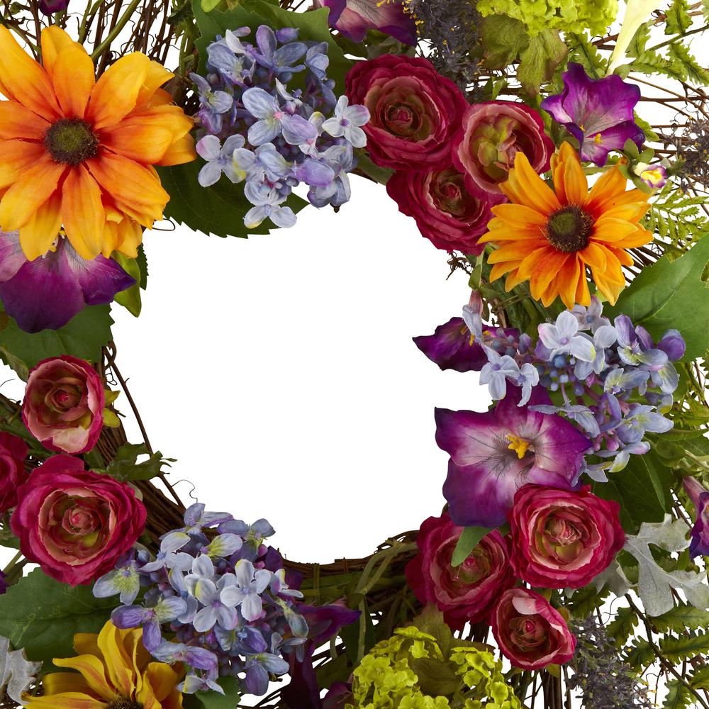 24in. Spring Garden Wreath with Twig Base