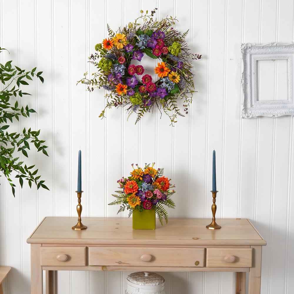 24in. Spring Garden Wreath with Twig Base