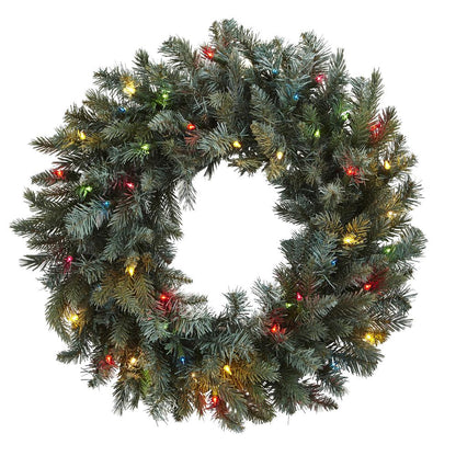 30in. Pine Wreath with Colored Lights