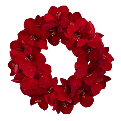 22in. Amaryllis Wreath