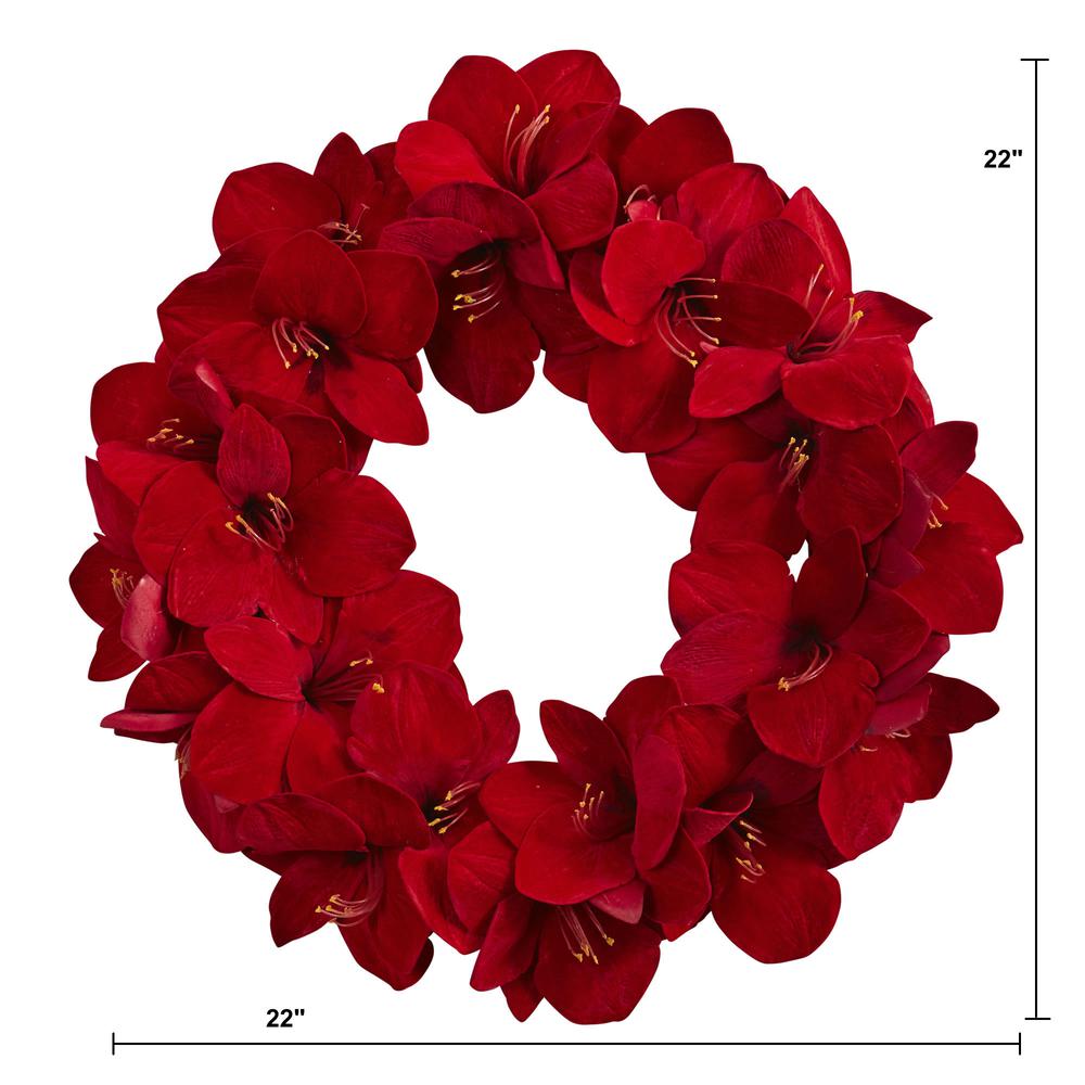 22in. Amaryllis Wreath