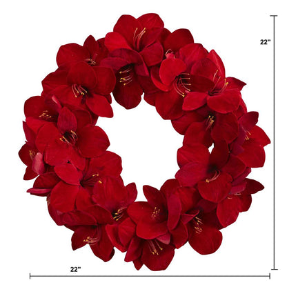 22in. Amaryllis Wreath