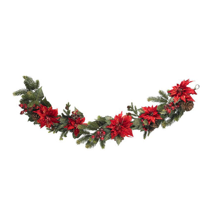 60in. Poinsettia & Berry Garland
