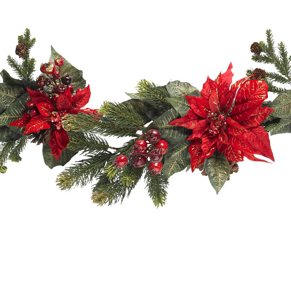 60in. Poinsettia & Berry Garland