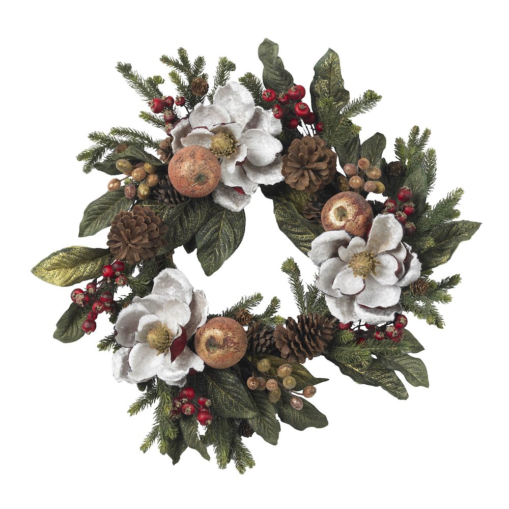24in. Magnolia Pinecone & Berry Wreath