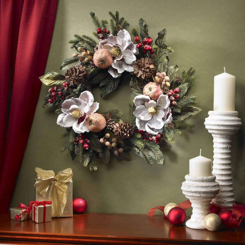 24in. Magnolia Pinecone & Berry Wreath