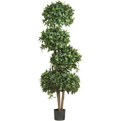 69in. Sweet Bay Topiary with 4 Balls Silk Tree
