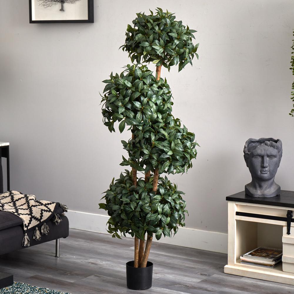 69in. Sweet Bay Topiary with 4 Balls Silk Tree