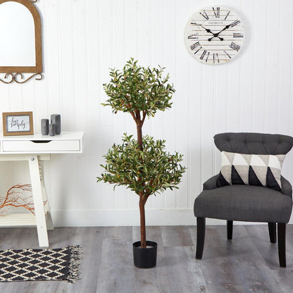 4.5ft. Olive Double Topiary Silk Tree