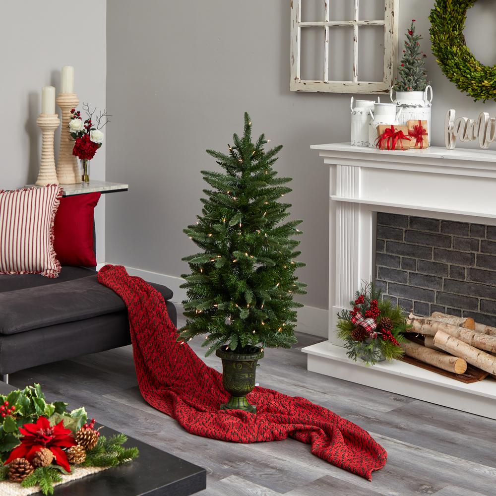 4ft. Christmas Tree with Urn & Clear Lights