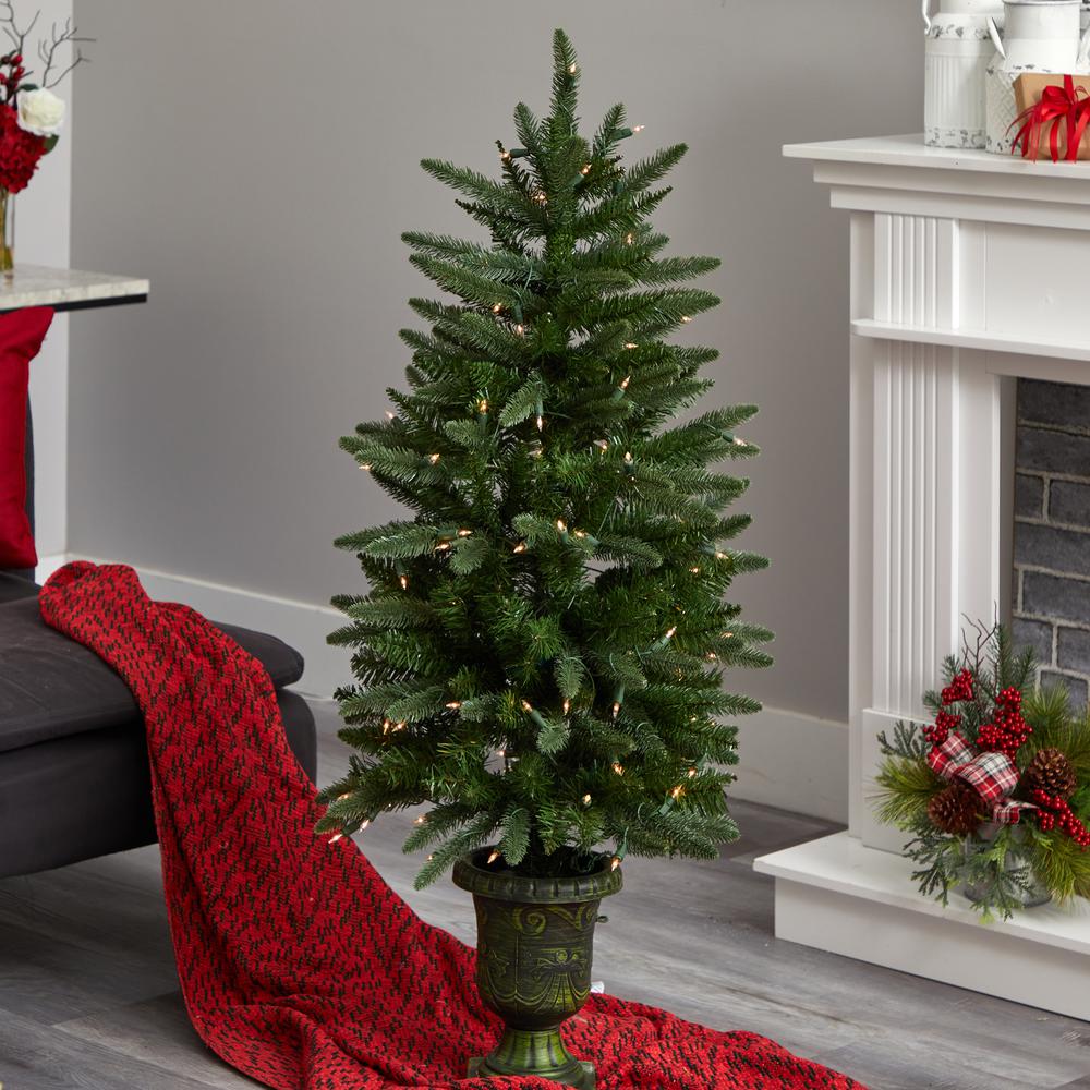 4ft. Christmas Tree with Urn & Clear Lights