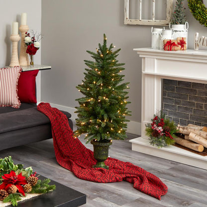 4ft. Christmas Tree with Urn & Clear Lights