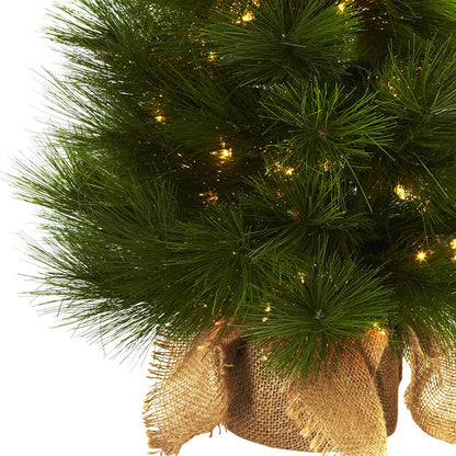 3ft. Christmas Tree with Burlap Bag & Clear Lights
