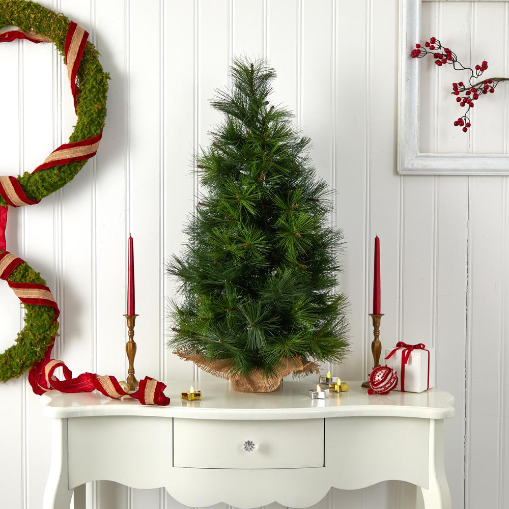 3ft. Christmas Tree with Burlap Bag & Clear Lights