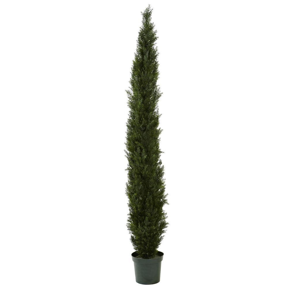 8ft. Mini Cedar Pine Tree with 4249 tips in 12in. Pot (Two Tone Green)