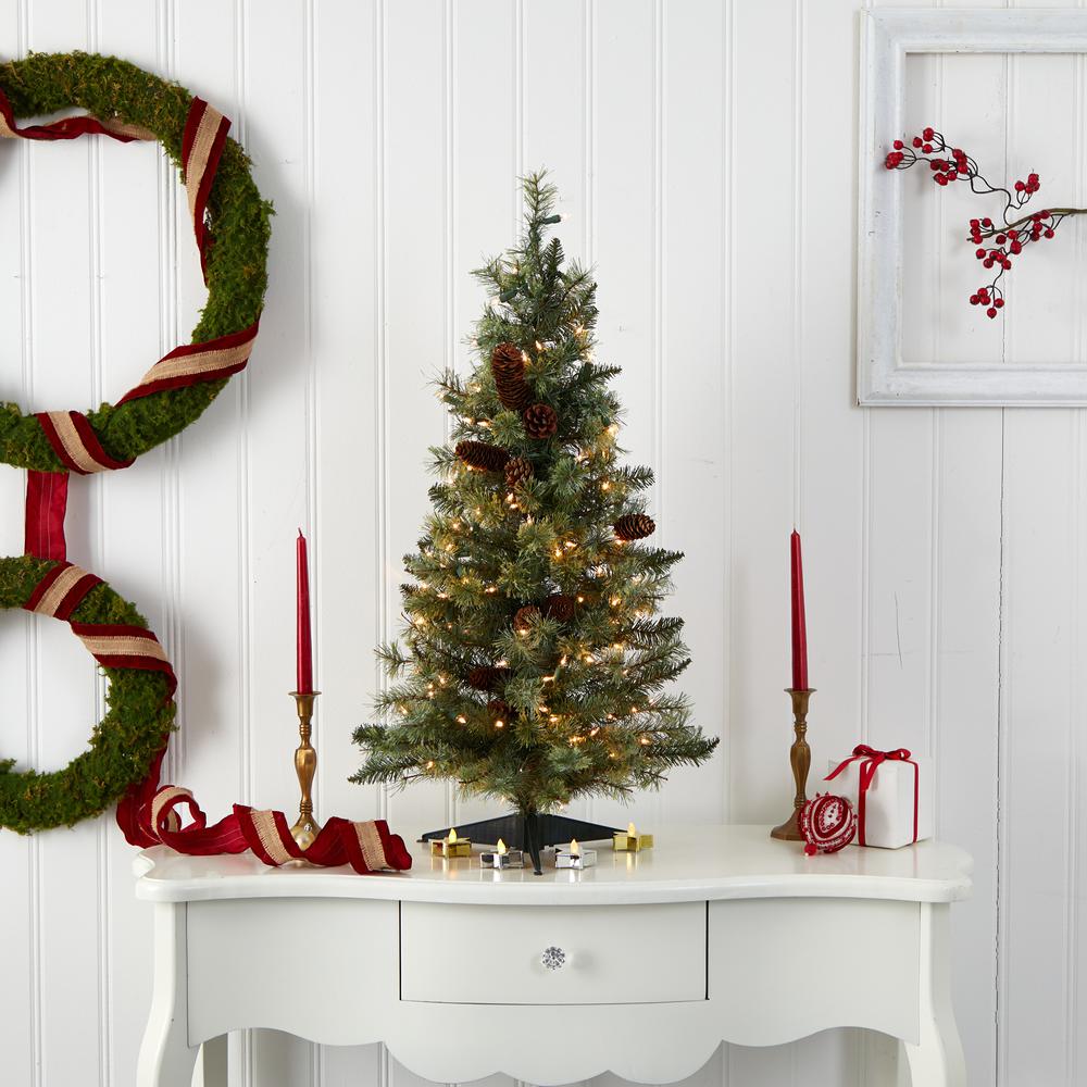 3ft. Christmas Tree with Pinecones & Clear Lights