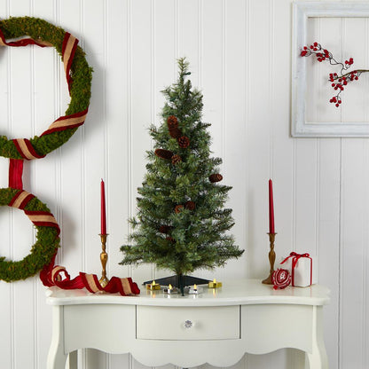 3ft. Christmas Tree with Pinecones & Clear Lights