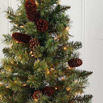 3ft. Christmas Tree with Pinecones & Clear Lights