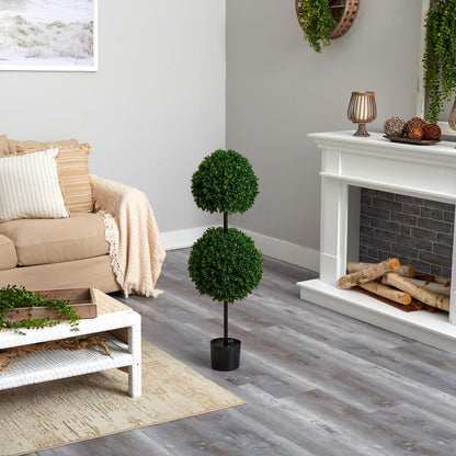 3.5ft. Boxwood Double Ball Artificial Topiary Tree UV Resistant (Indoor/Outdoor)