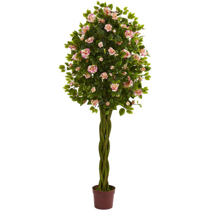 6ft. Rose Artificial Tree with Woven Trunk