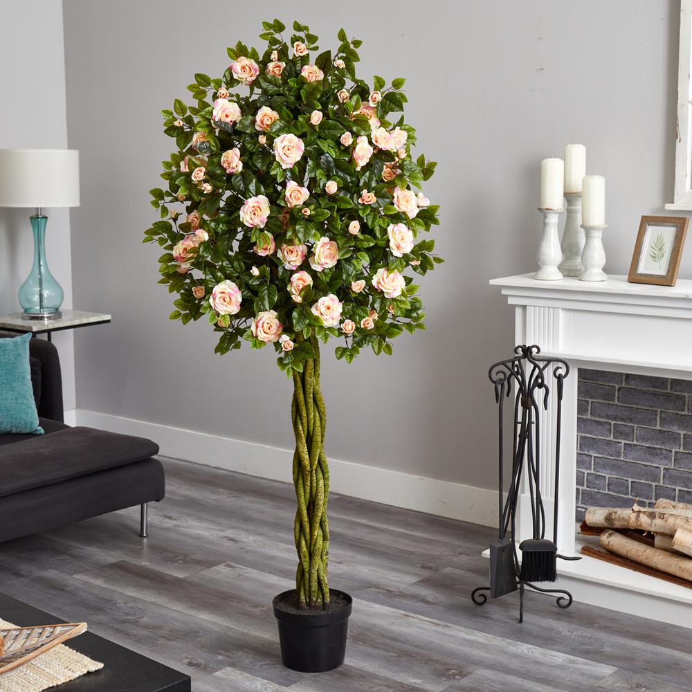 6ft. Rose Artificial Tree with Woven Trunk