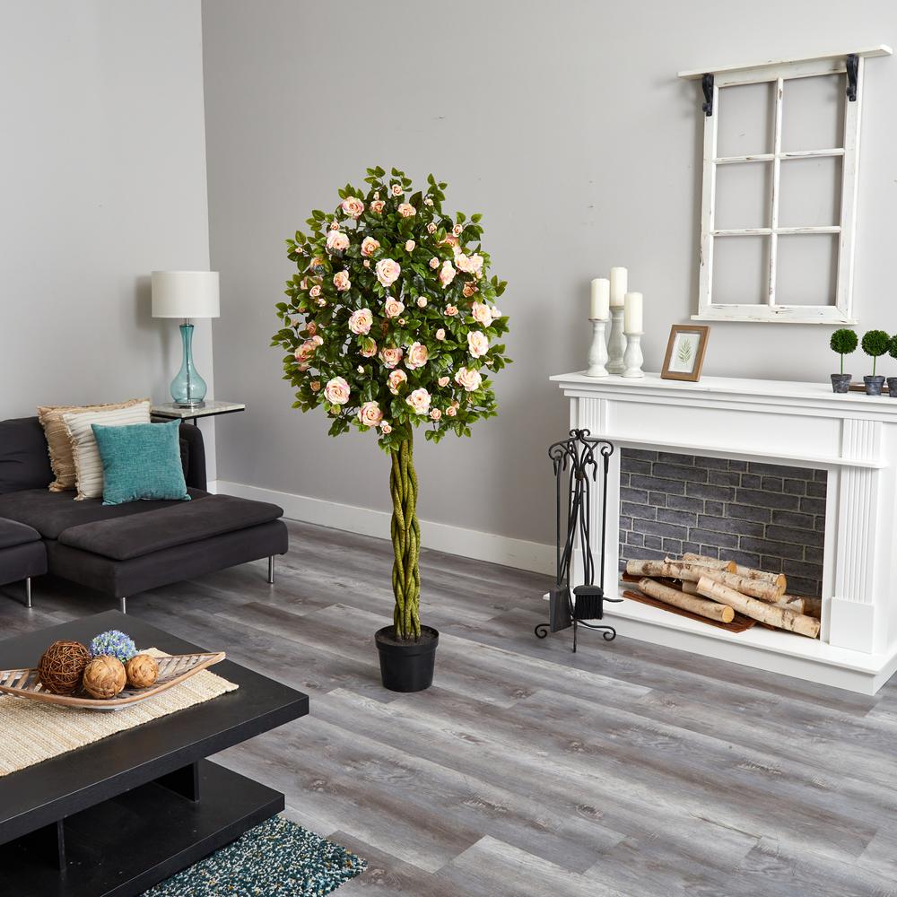 6ft. Rose Artificial Tree with Woven Trunk