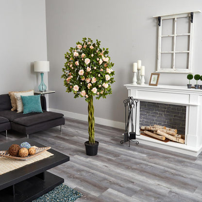 6ft. Rose Artificial Tree with Woven Trunk