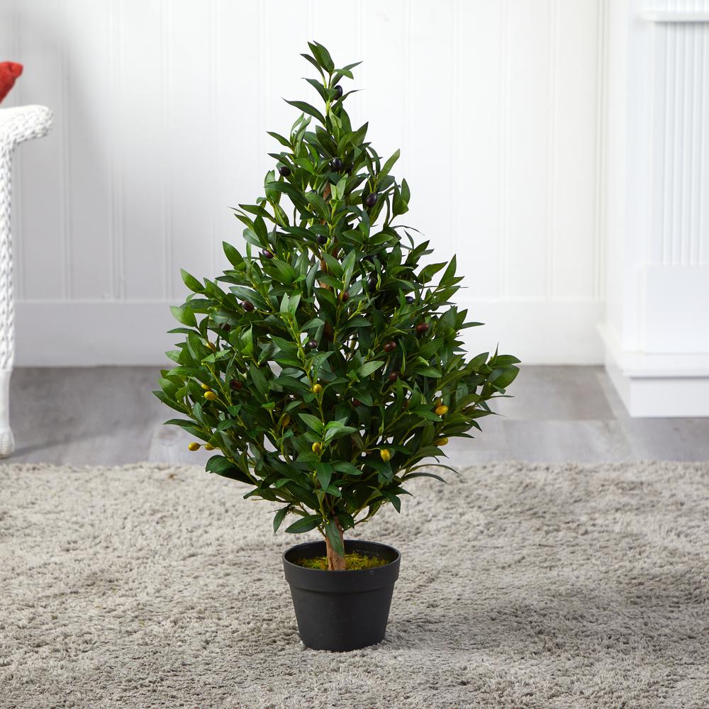 35in. Olive Cone Topiary Artificial Tree UV Resistant (Indoor/Outdoor)