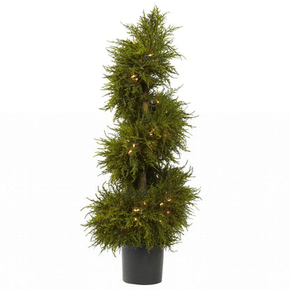 43in. Cedar Spiral Topiary with Lights