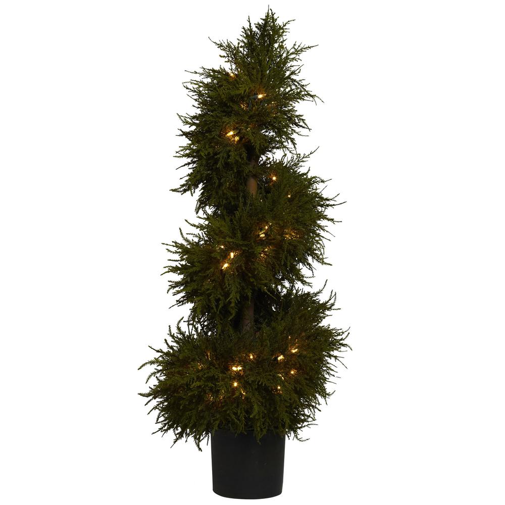 43in. Cedar Spiral Topiary with Lights