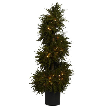 43in. Cedar Spiral Topiary with Lights