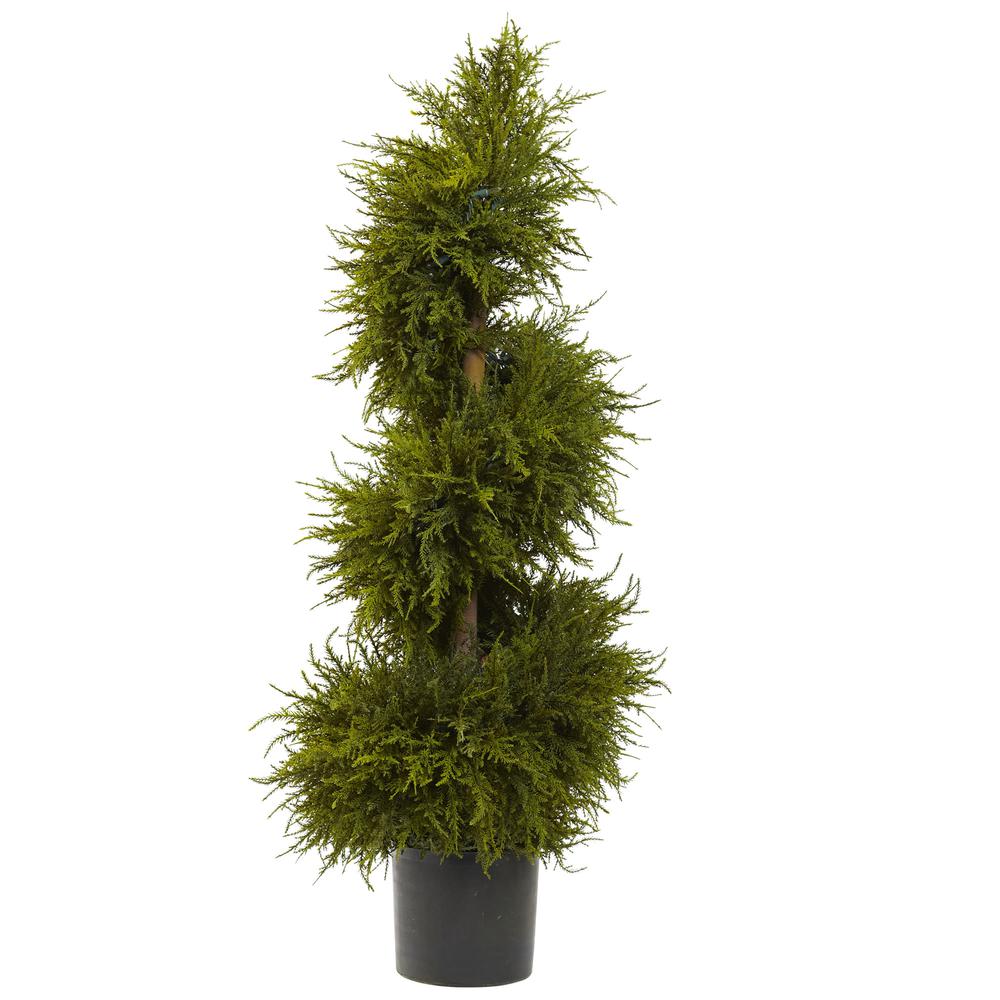 43in. Cedar Spiral Topiary with Lights