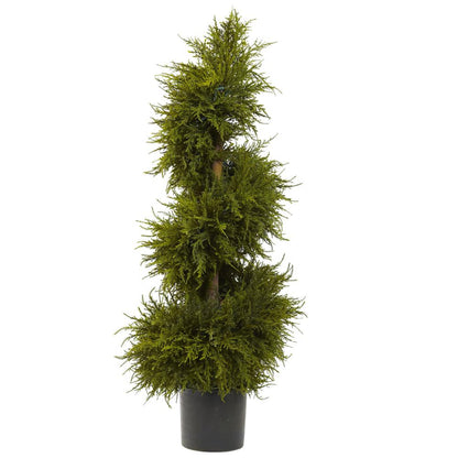 43in. Cedar Spiral Topiary with Lights