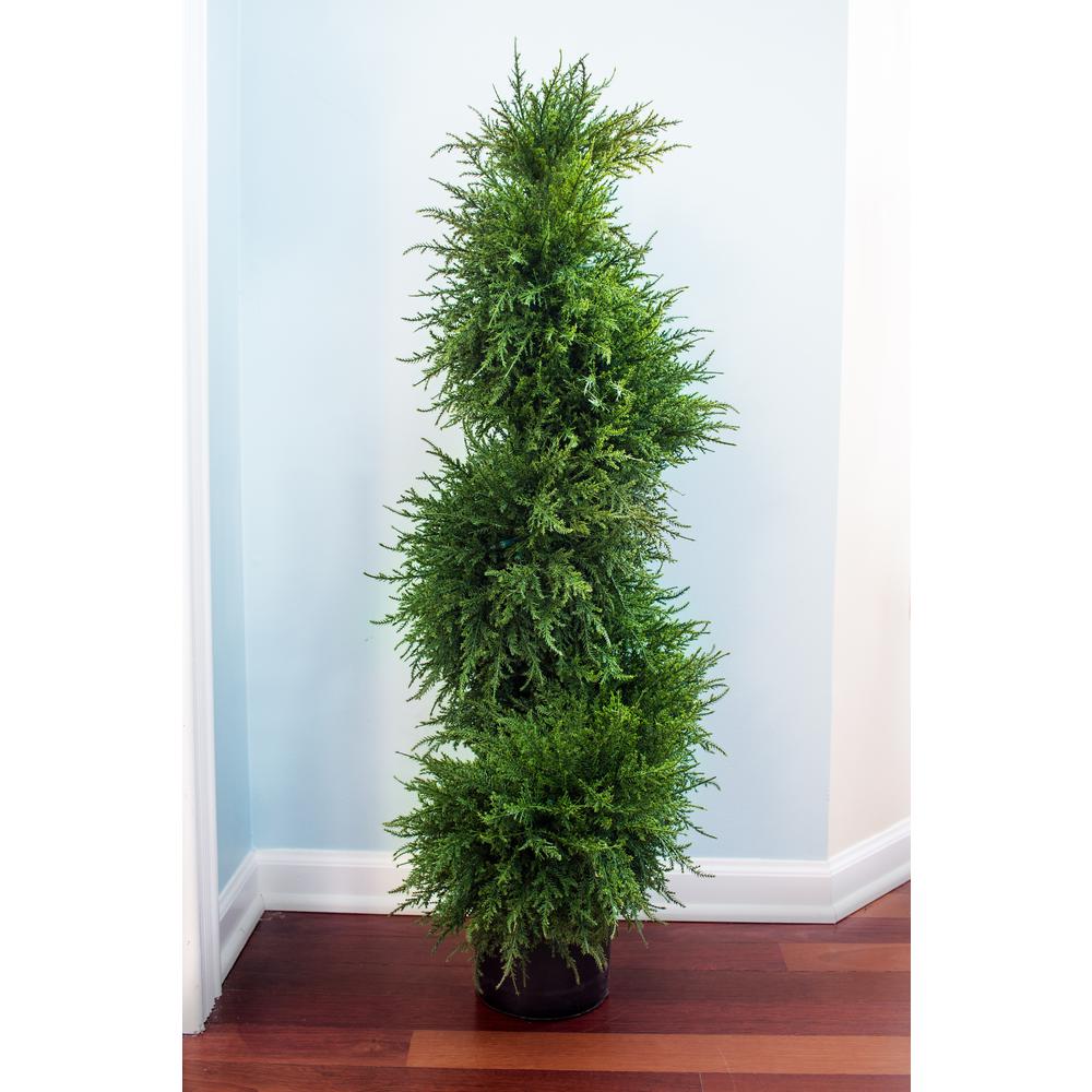 43in. Cedar Spiral Topiary with Lights