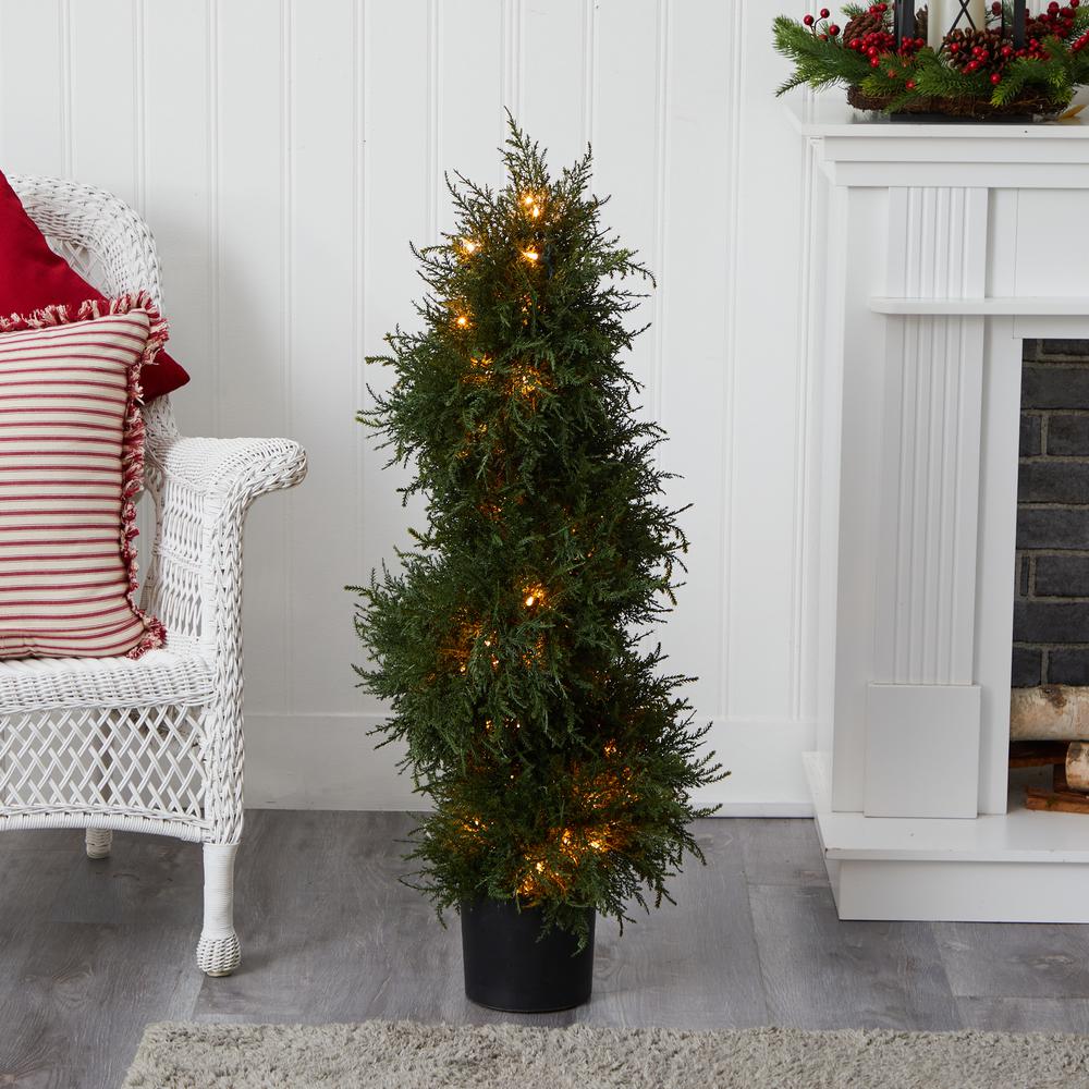 43in. Cedar Spiral Topiary with Lights