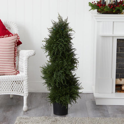 43in. Cedar Spiral Topiary with Lights