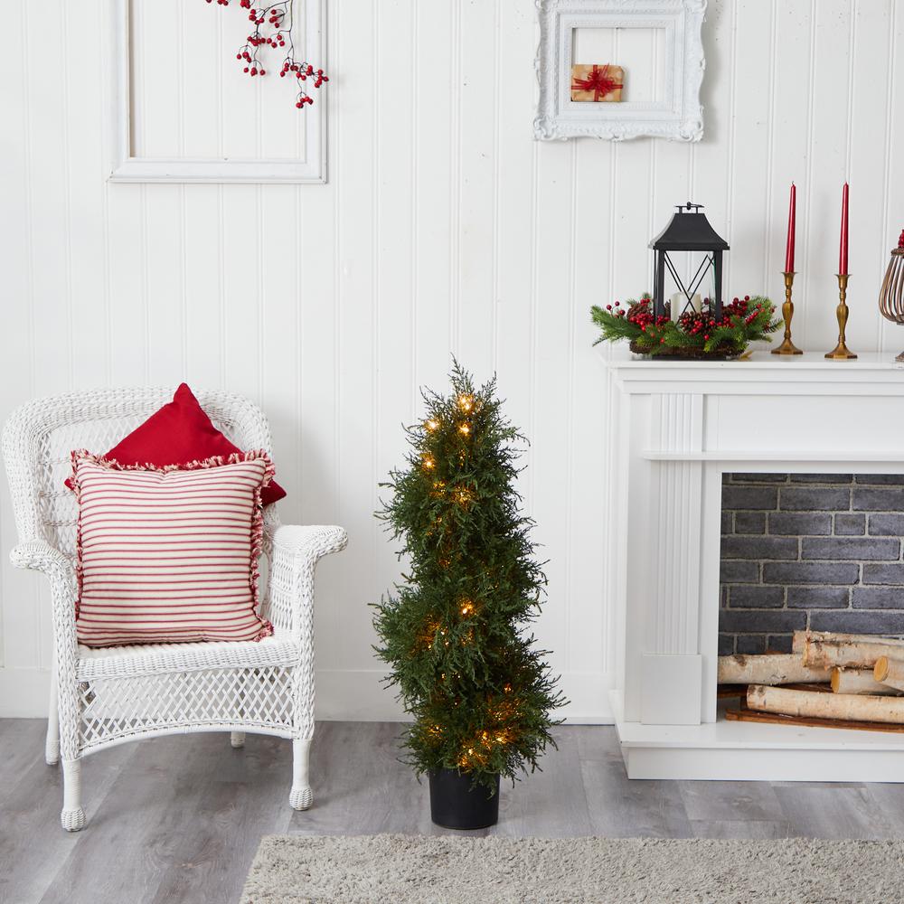 43in. Cedar Spiral Topiary with Lights