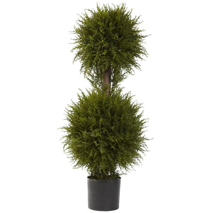 40in. Cedar Double Ball Topiary with Lights