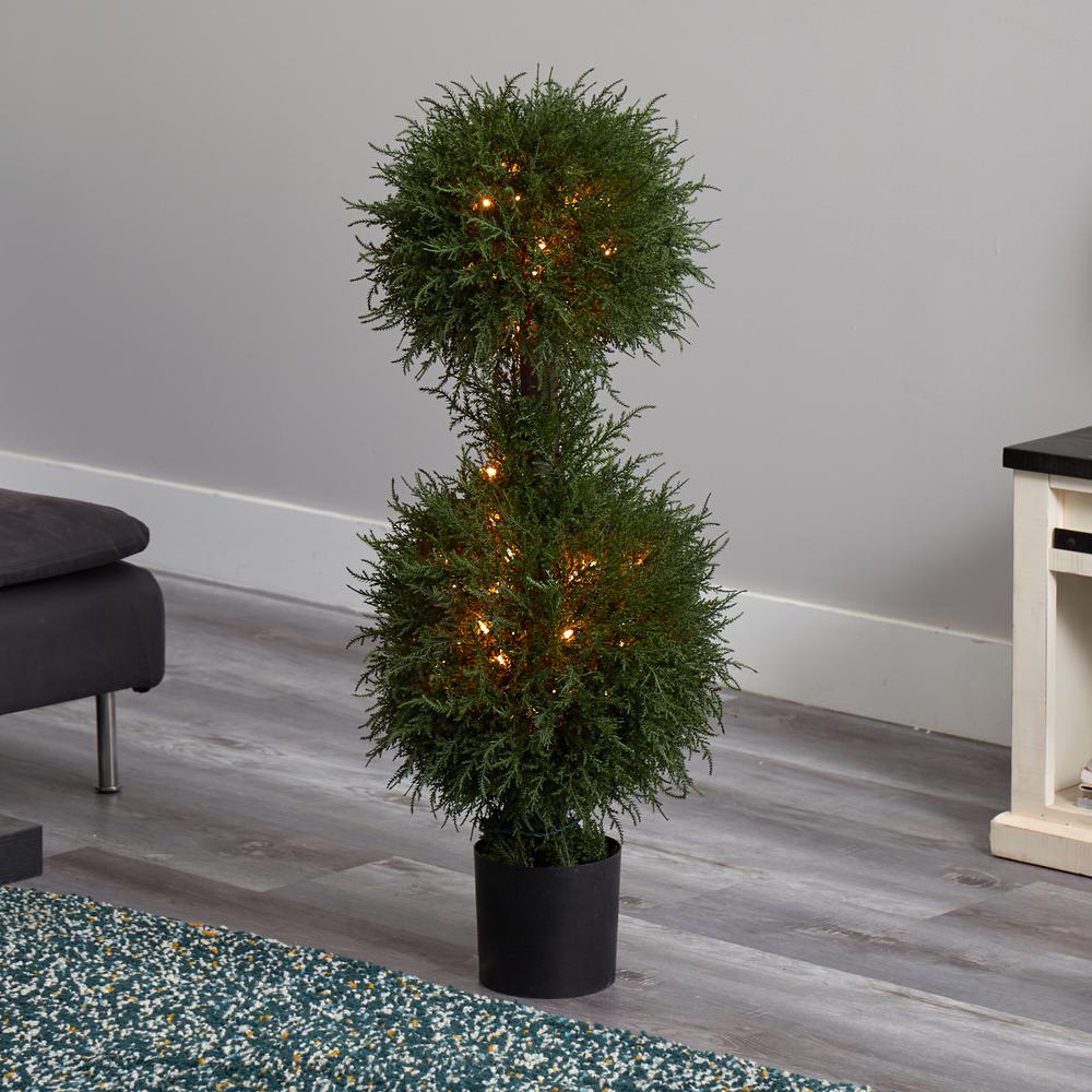 40in. Cedar Double Ball Topiary with Lights