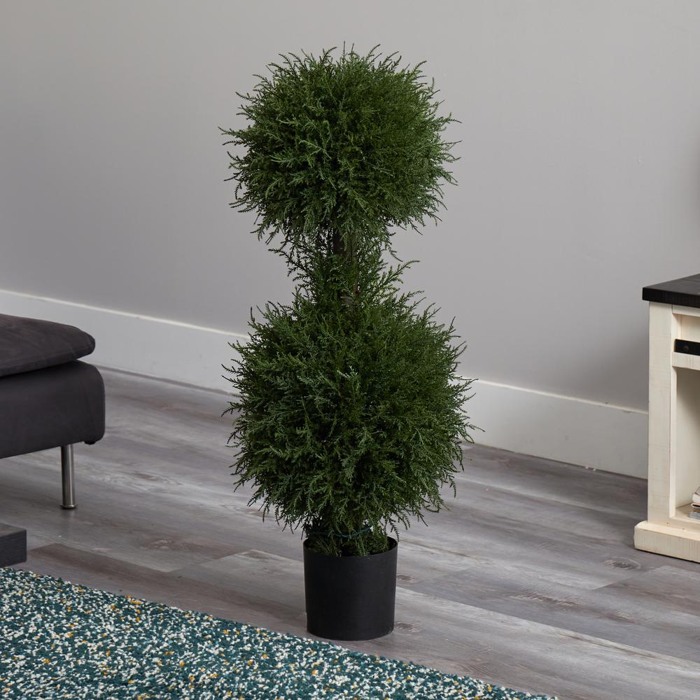 40in. Cedar Double Ball Topiary with Lights