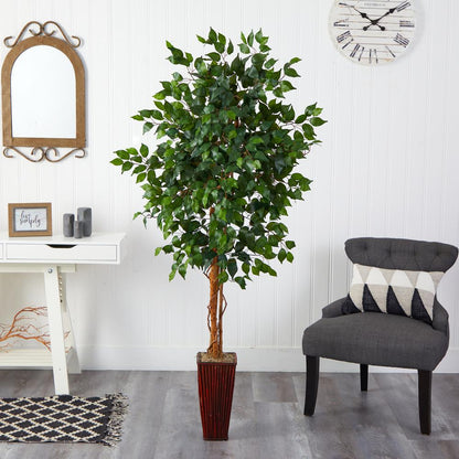 6ft. Ficus Tree with Bamboo Planter