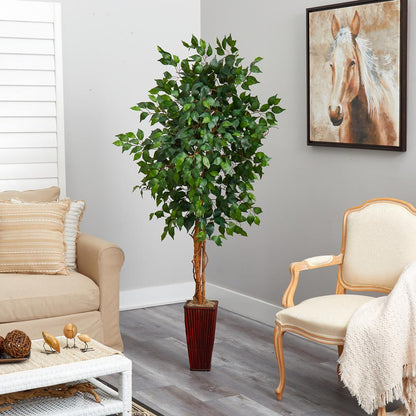 6ft. Ficus Tree with Bamboo Planter
