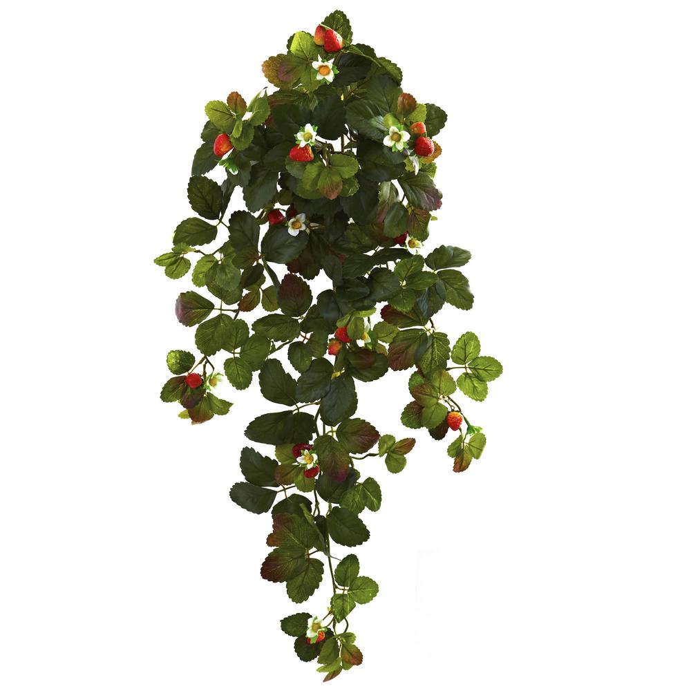 31in. Strawberry Hanging Bush with Berry (Set of 2)