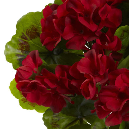 Geranium Artificial Bush UV Resistant, Set of 4 (Indoor/Outdoor), Red