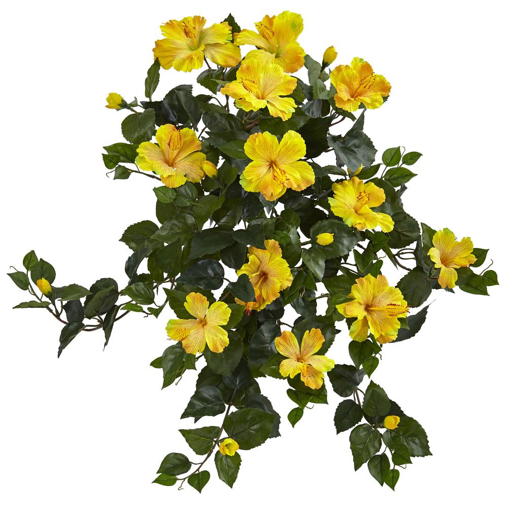 24in. Hibiscus Hanging Artificial Plant (Set of 2)