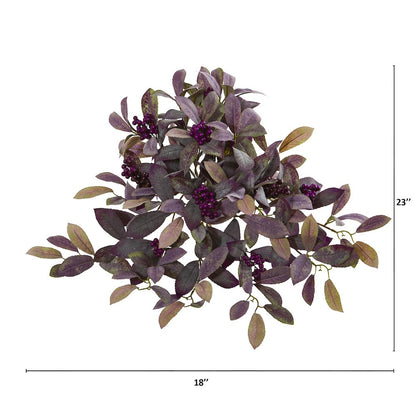 23in. Fall Laurel Leaf with Berries Artificial Plant (Set of 3)
